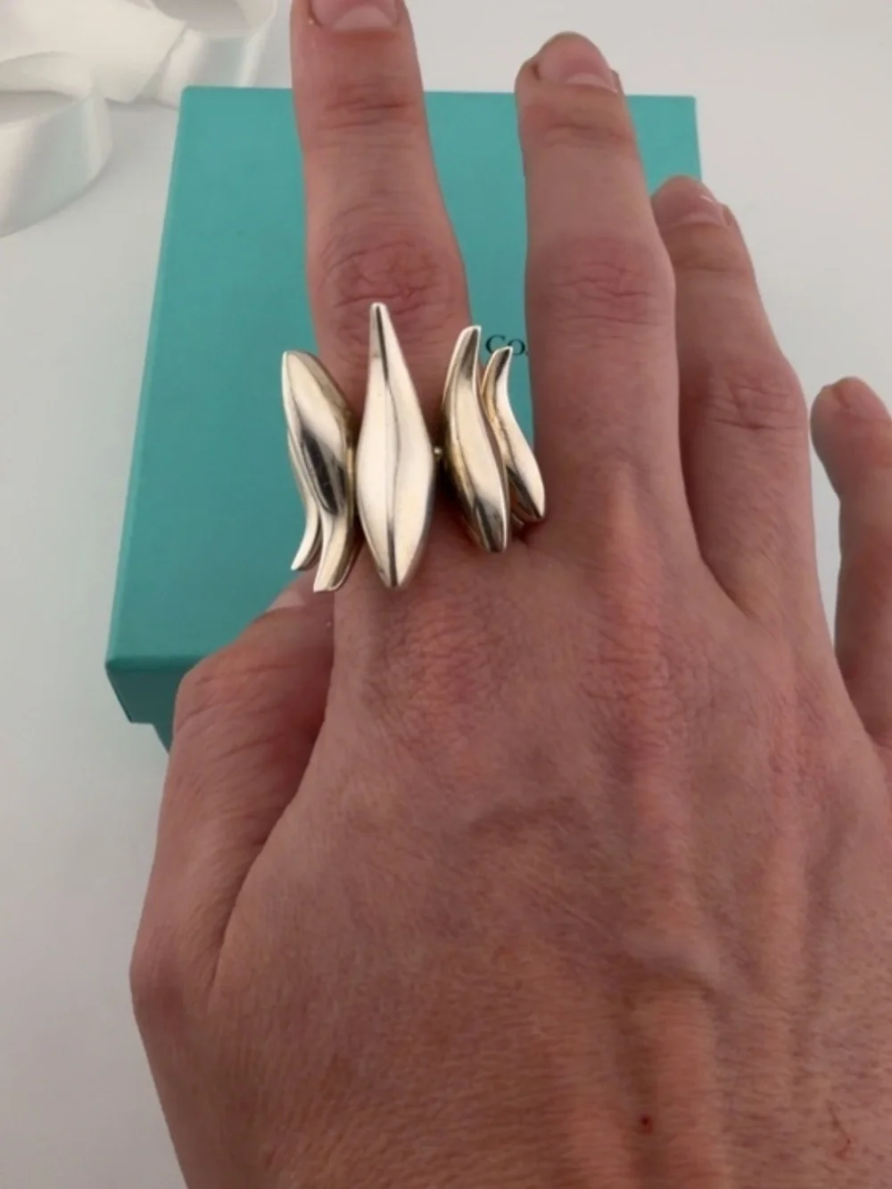 RARE Tiffany & Co. Frank Gehry Five Fish Ring Sterling Silver Size 5